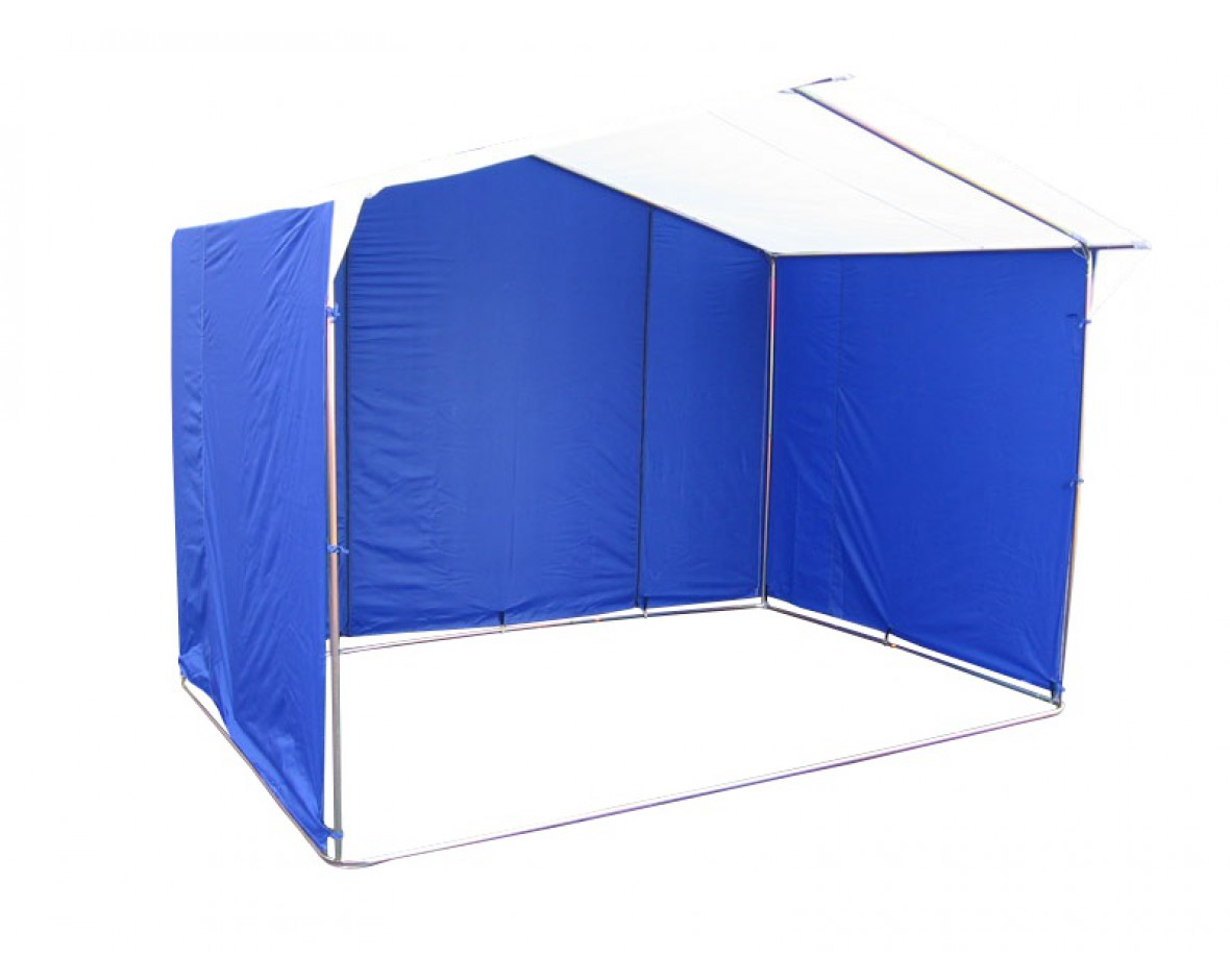 фото Палатка торговая митек домик 4.0х3.0 к (труба 20х20) бело-синий