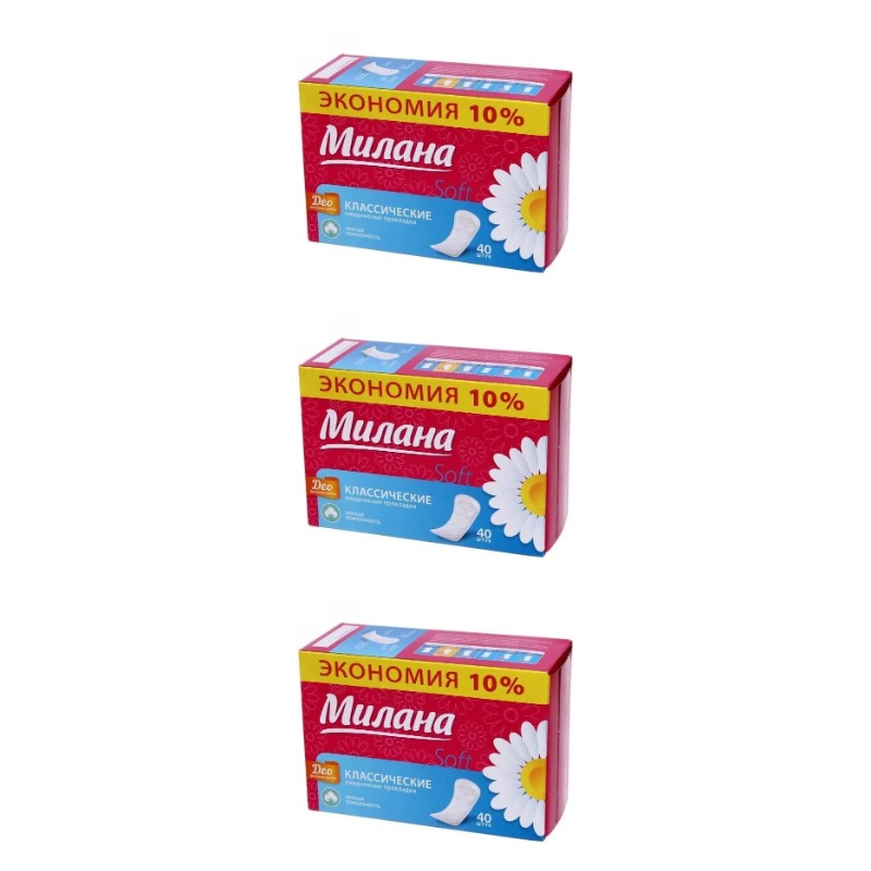 

Прокладки женские Милана Deo Soft, Весенние цветы, ежедневные, 40 шт х 3 упаковки, Белый