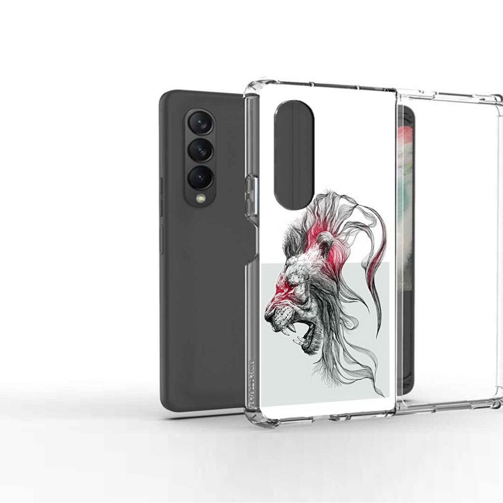 

Чехол MyPads Tocco для Samsung Galaxy Z Fold 3 разъяренный лев, Прозрачный, Tocco