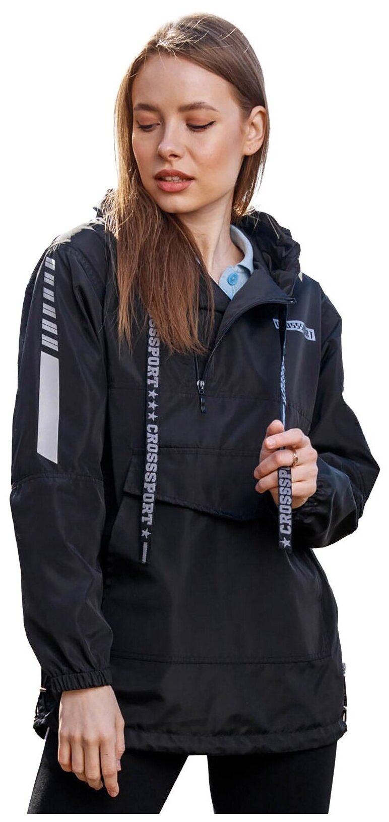 

Ветровка женская CROSSSPORT Анж-008 черная 44 RU, Анж-008