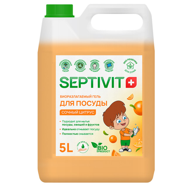 фото Средство для мытья посуды сочный цитрус septivit premium 5л