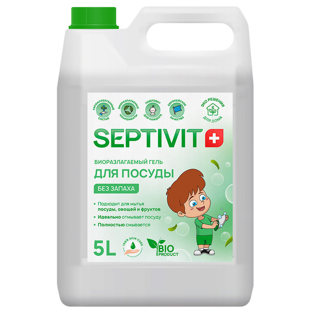 фото Средство для мытья посуды без запаха septivit premium 5л