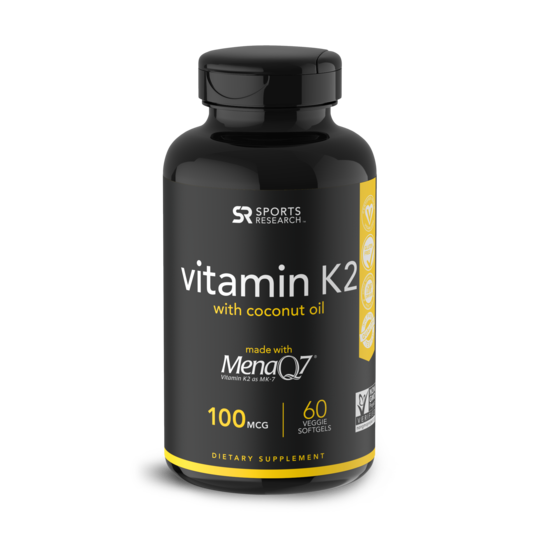 Витамин K2 Sports Research Vitamin K2 + Mena Q7 100 мкг 60 капсул