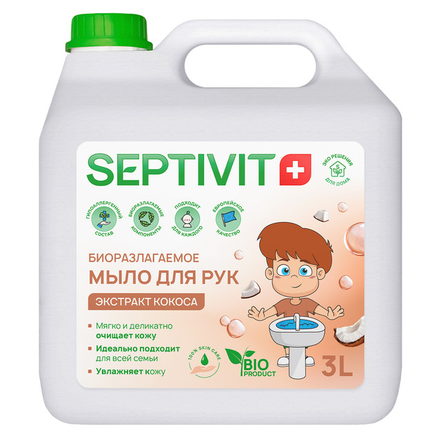 фото Жидкое мыло для рук кокос septivit premium 3л