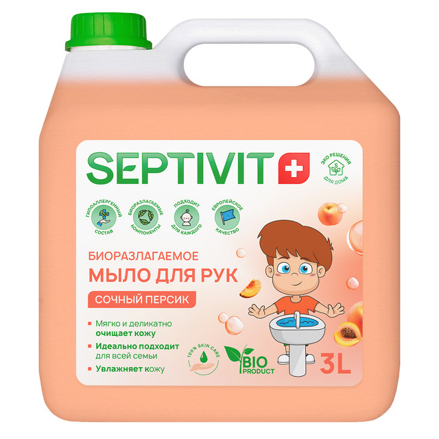 фото Жидкое мыло для рук сочный персик septivit premium 3л
