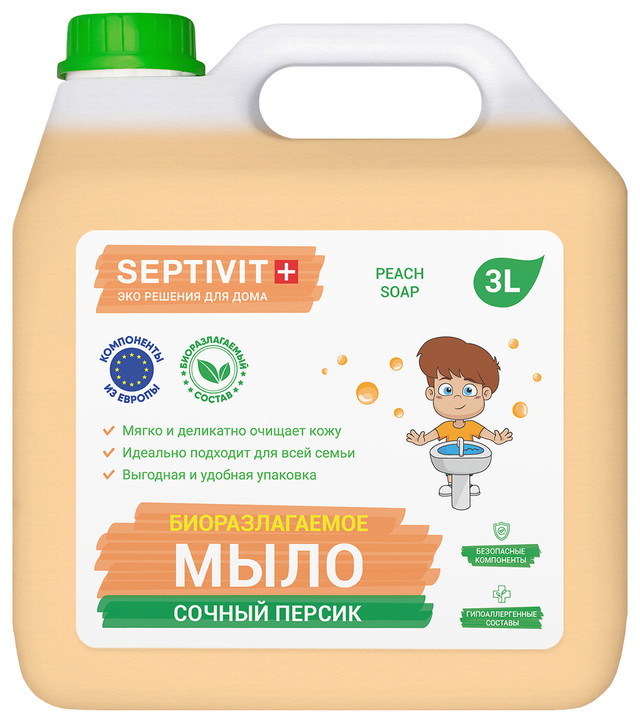 фото Жидкое мыло для рук сочный персик septivit premium 3л