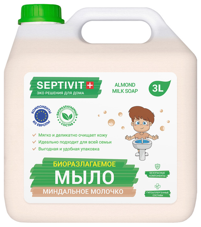 фото Жидкое мыло для рук миндальное молочко septivit premium 3л