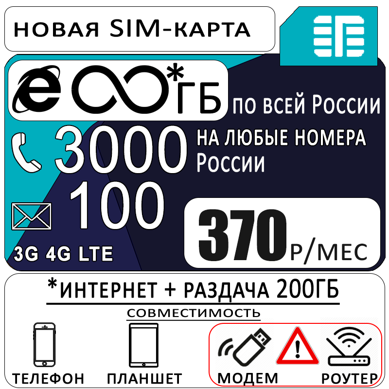

Сим-карта WhyFly тариф Твой тариф 370 (Вся Россия)