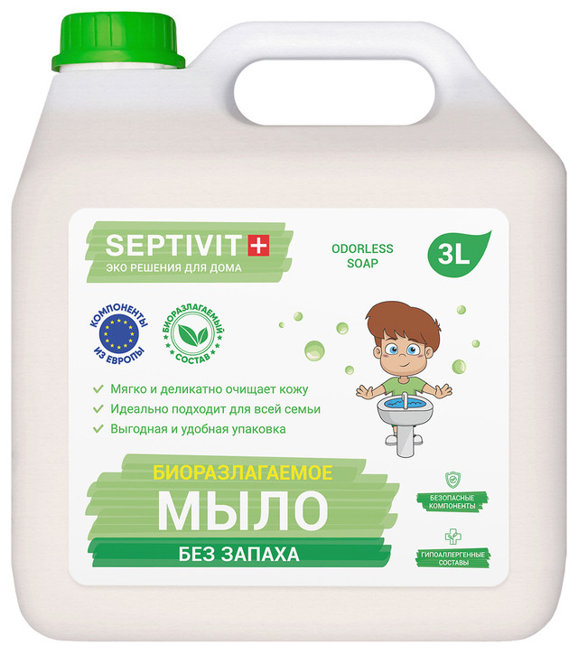 фото Жидкое мыло для рук без запаха septivit premium 3л