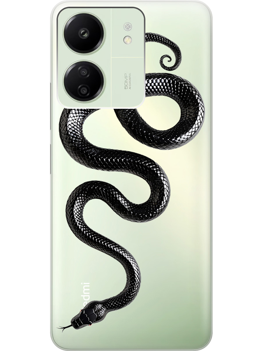 

Силиконовый чехол на Xiaomi Redmi 13C / Poco C65 с принтом "Черная мамба", Прозрачный;черный, 777767713