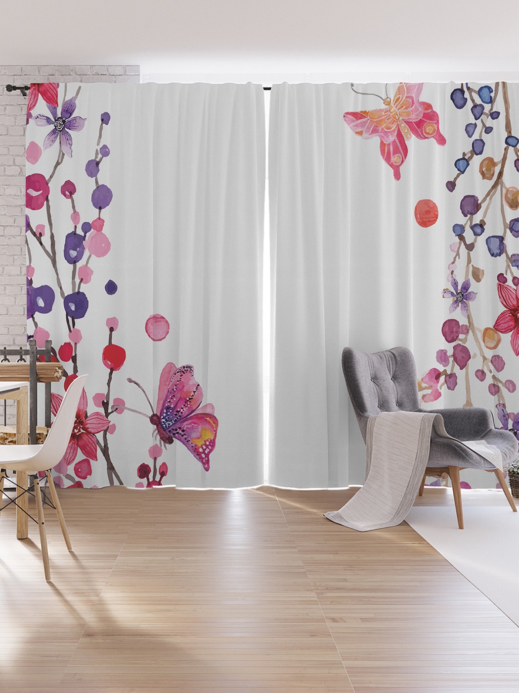 

Шторы под лён JoyArty "Цветочная композиция с бабочками", серия Oxford DeLux, 340х265 см, Цветочная композиция с бабочками