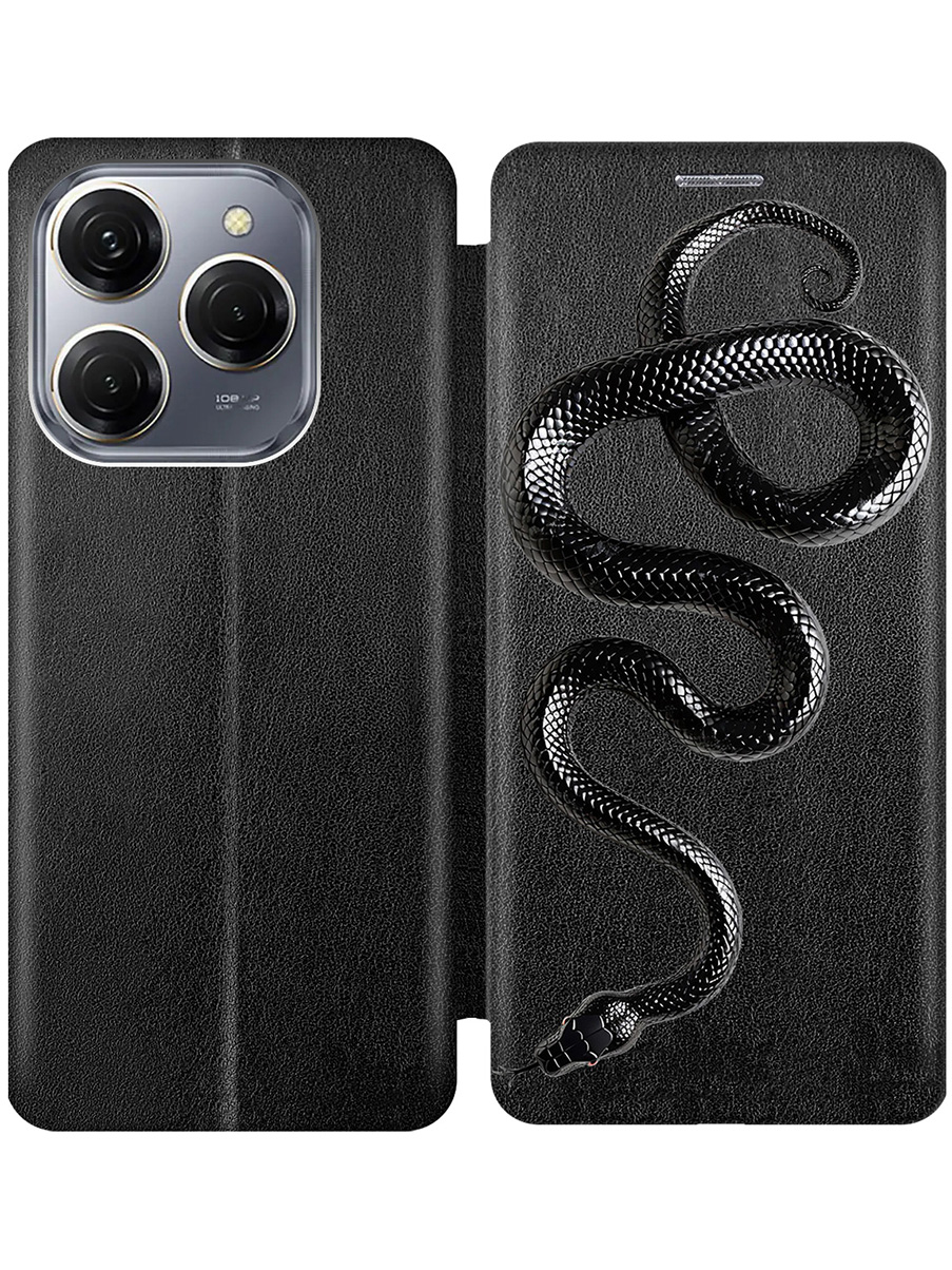 

Чехол-книжка на Tecno Spark 20 Pro с принтом "Черная мамба" черный, 779829013