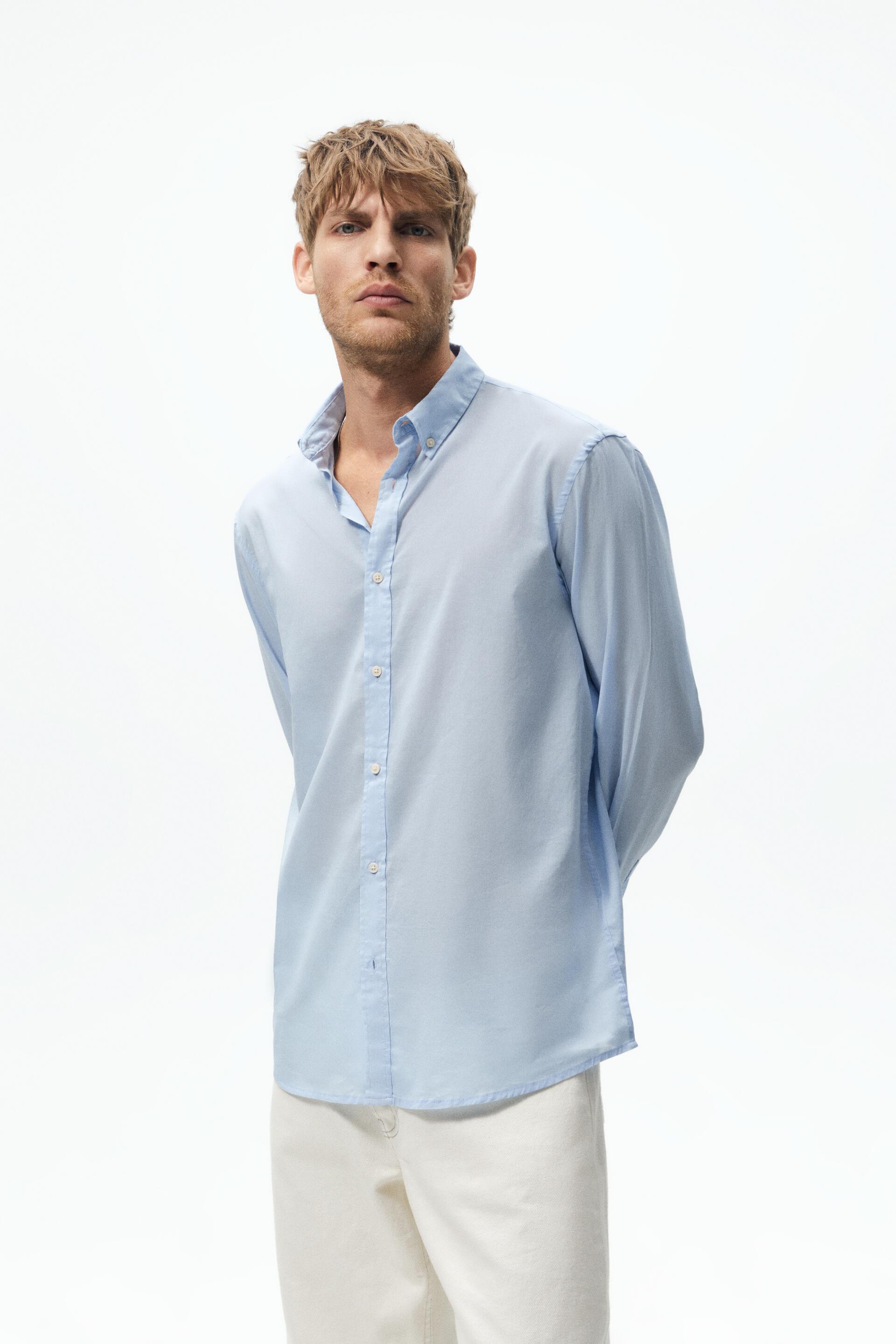 

Рубашка мужская ZARA 01063406 голубая S (доставка из-за рубежа), 01063406