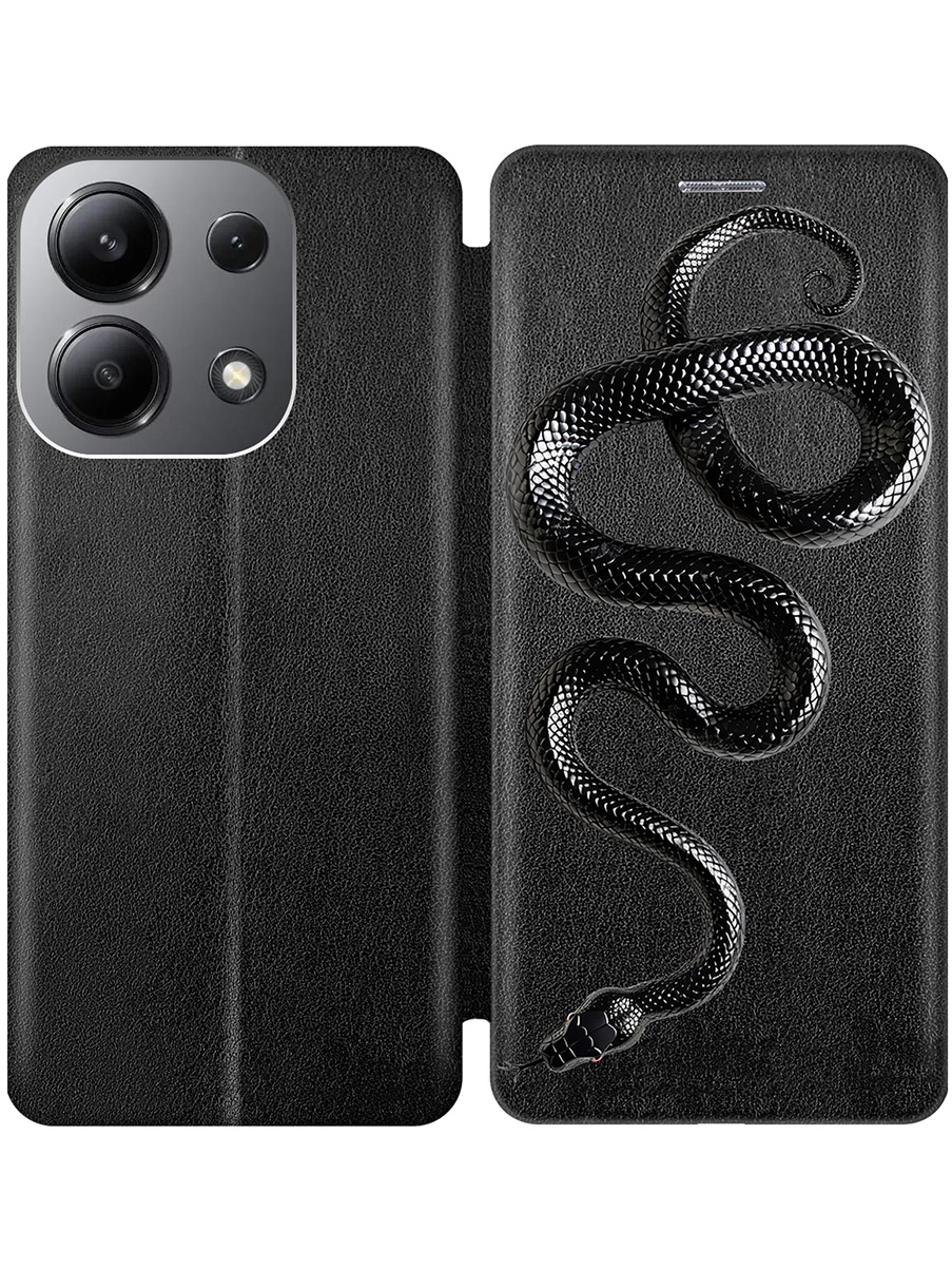 

Чехол-книжка на Xiaomi Redmi Note 13 4G с принтом "Черная мамба" черный, 782622813