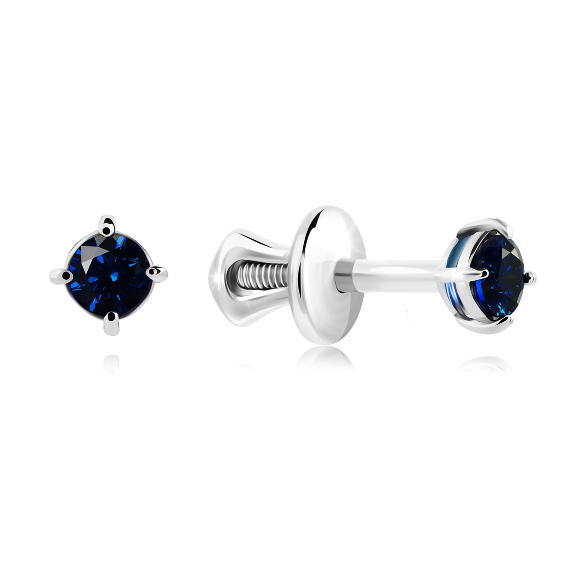 

Серьги пусеты из серебра VALTERA 118118, сапфир, 118118