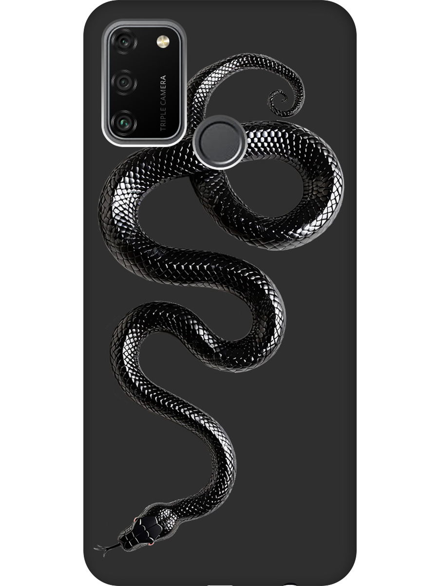 

Силиконовый чехол на Honor 9A с принтом "Черная мамба" матовый черный, 722942013
