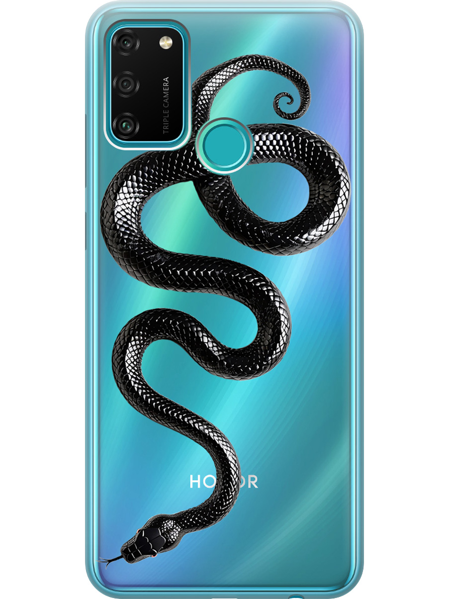 

Силиконовый чехол на Honor 9A с принтом "Черная мамба", Прозрачный;черный, 722942013