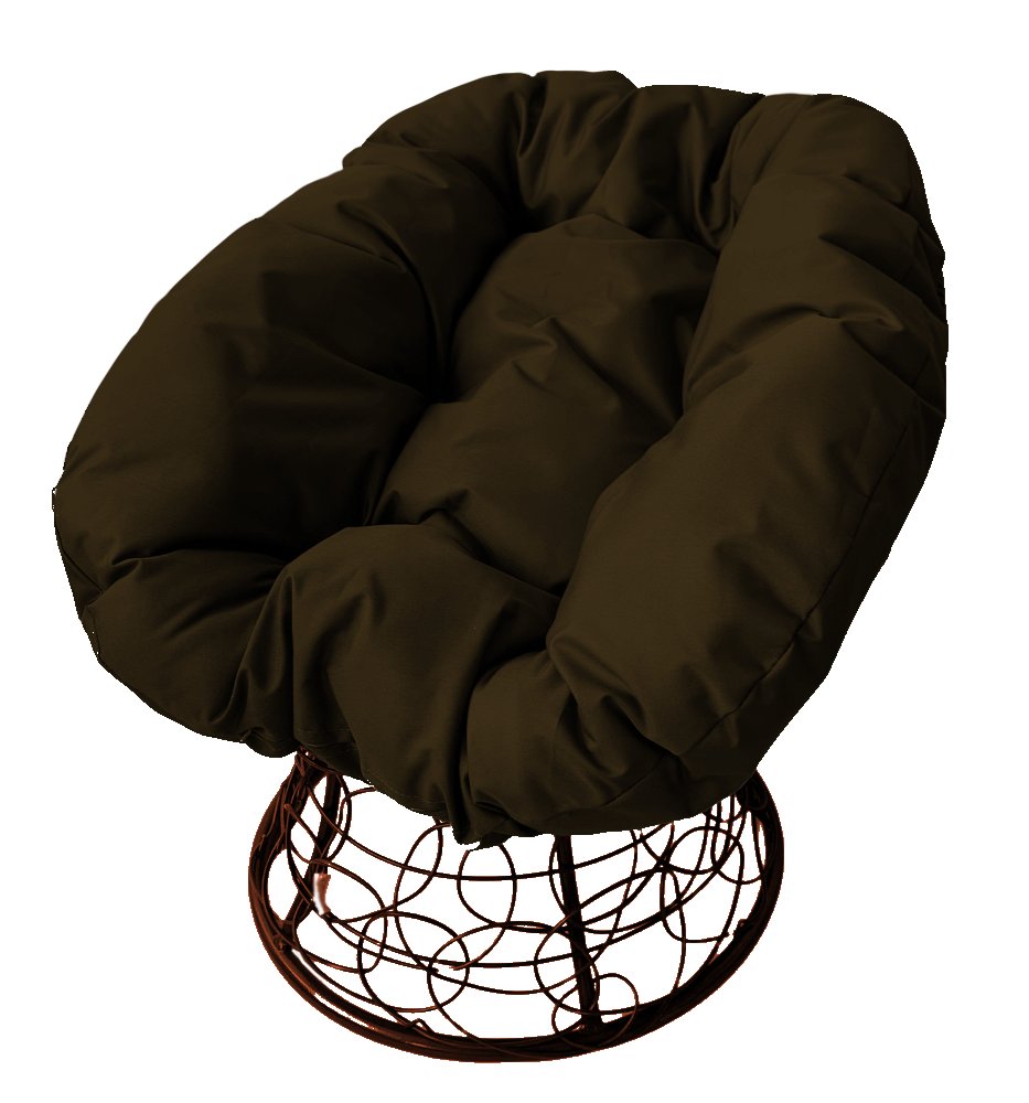 фото Кресло m-group "пончик" с ротангом коричневое, коричневая подушка