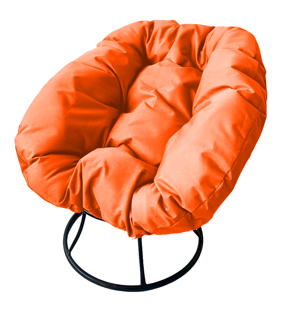 фото Кресло m-group "пончик" без ротанга чёрное, оранжевая подушка