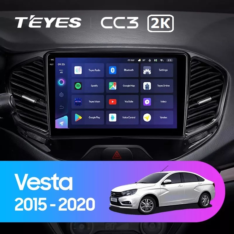 Штатная автомобильная магнитола Teyes CC3 2K 4+64GB Для Lada Vesta