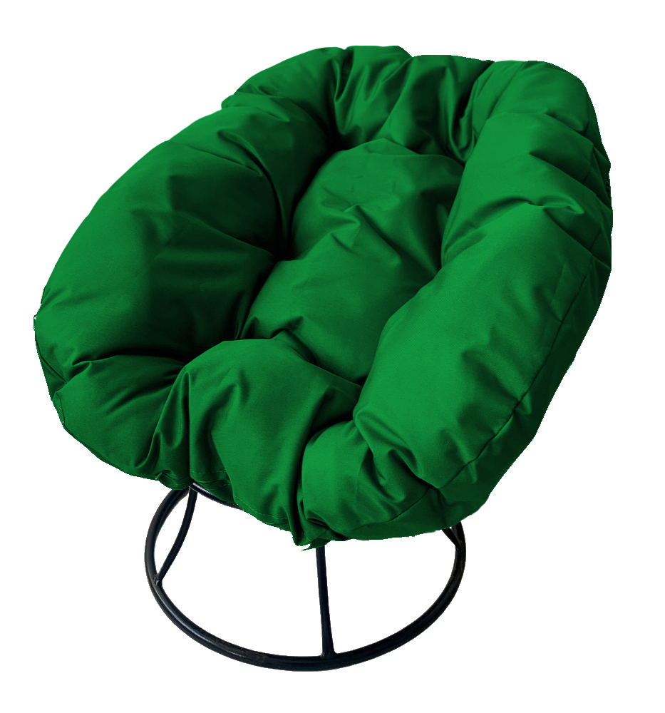 фото Кресло m-group "пончик" без ротанга чёрное, зелёная подушка