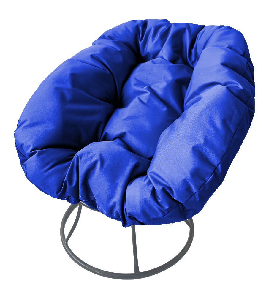 фото Кресло m-group "пончик" без ротанга серое, синяя подушка