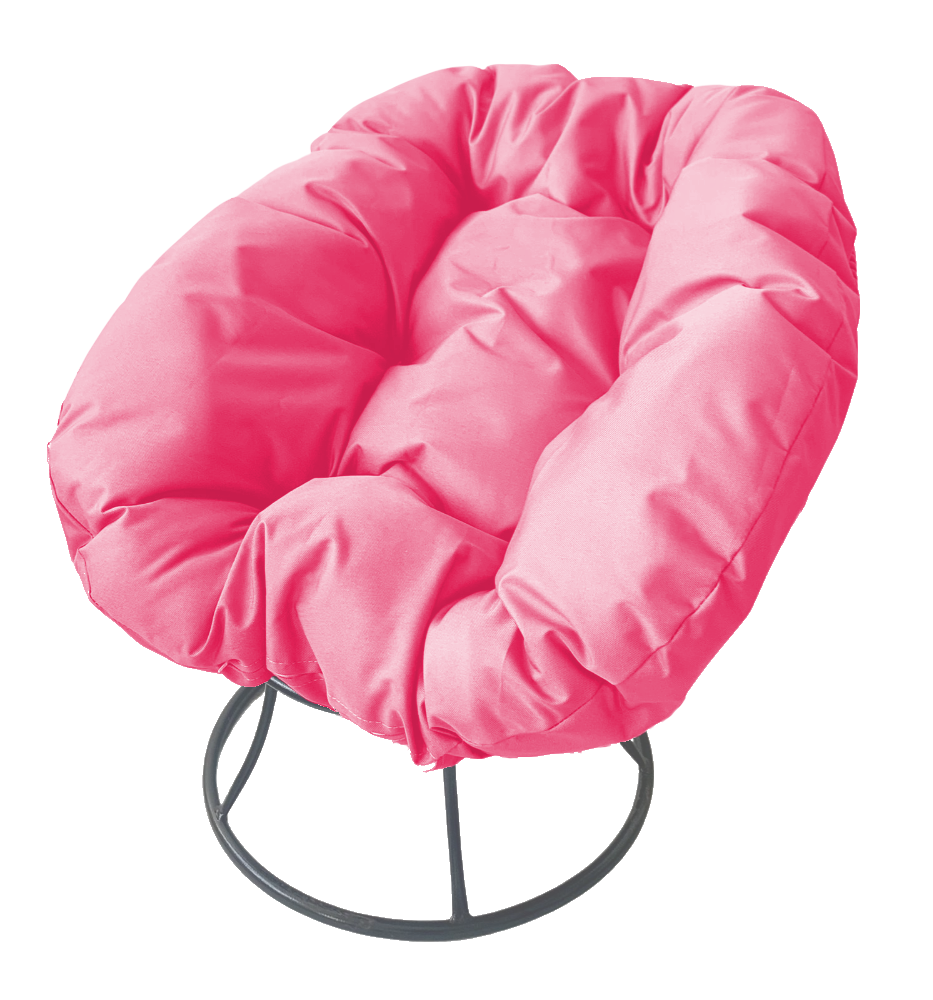 фото Кресло m-group "пончик" без ротанга серое, розовая подушка