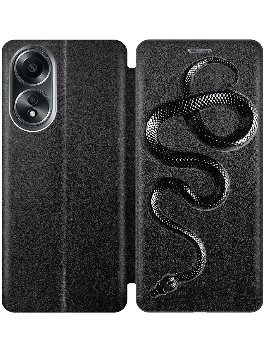 

Чехол-книжка на Oppo A58 4G с принтом "Черная мамба" черный, 782629413