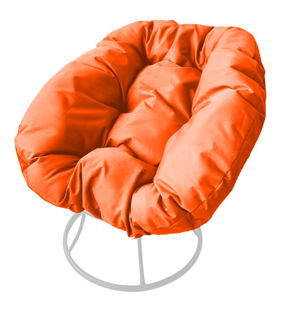 фото Кресло m-group "пончик"" без ротанга белое, оранжевая подушка