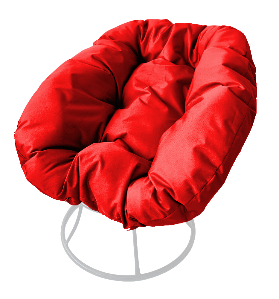фото Кресло m-group "пончик" без ротанга белое, красная подушка