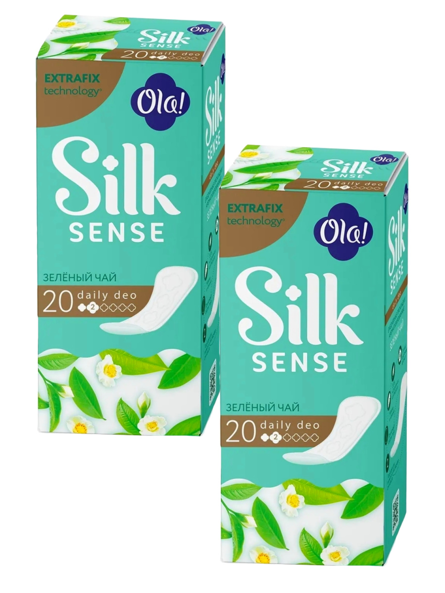

Комплект Ola! SILK SENSE DAILY DEO Прокладки впитыв. Зеленый чай 20 шт/упак.х2 упак., Комплект Ola! SILK SENSE DAILY DEO Прокладки женс. гигиен. впитыв. Зеленый чай 20 шт/упак.х2 упак.