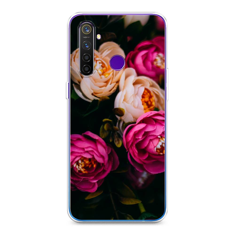 

Чехол Awog на Realme 5 Pro "Розовые пионы на черном", Разноцветный, 251650-8