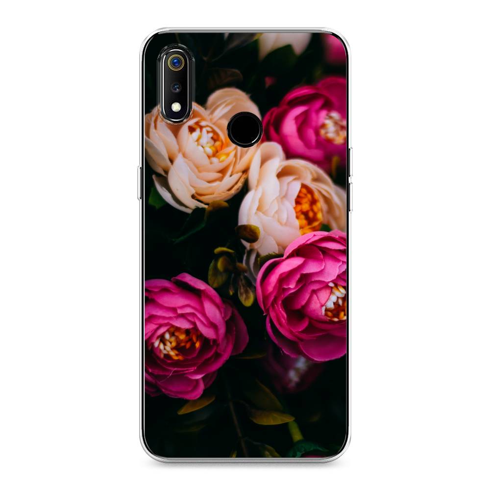 

Чехол Awog на Realme 3 "Розовые пионы на черном", Разноцветный, 251050-8