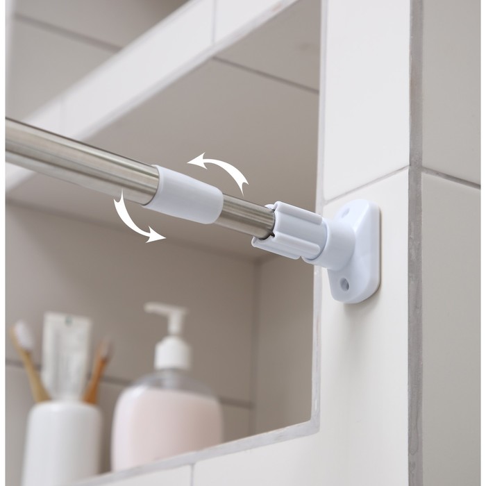 фото Карниз для ванной комнаты, телескопический 90-160 см, усиленный, цвет серый доляна