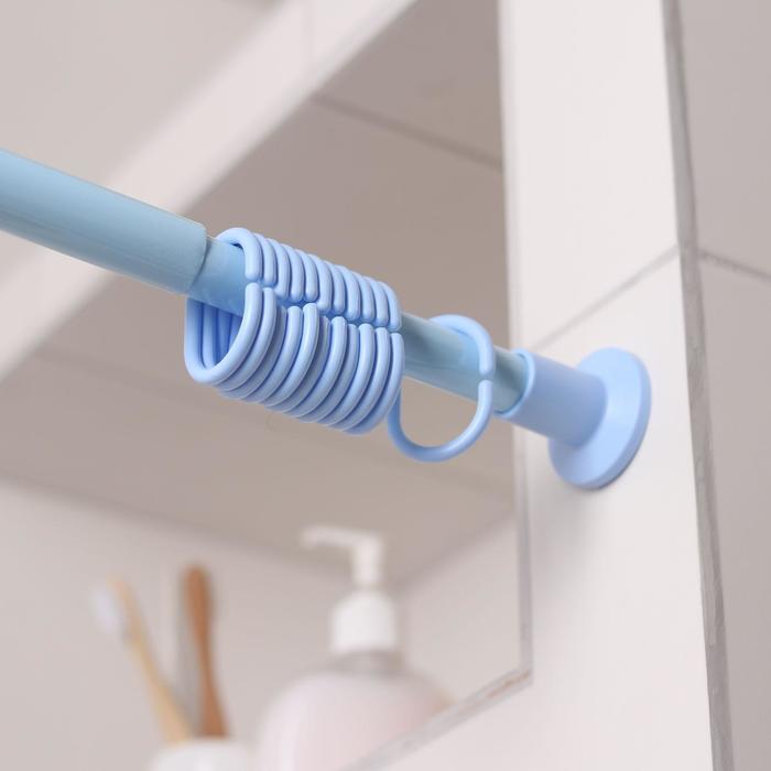 фото Карниз для ванной комнаты, телескопический 120-220 см, цвет голубой nobrand