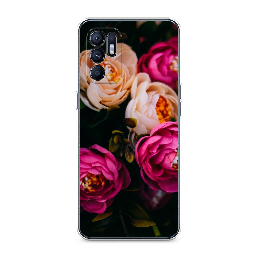 

Чехол Awog на Oppo Reno 6 4G "Розовые пионы на черном", Разноцветный, 257850-8