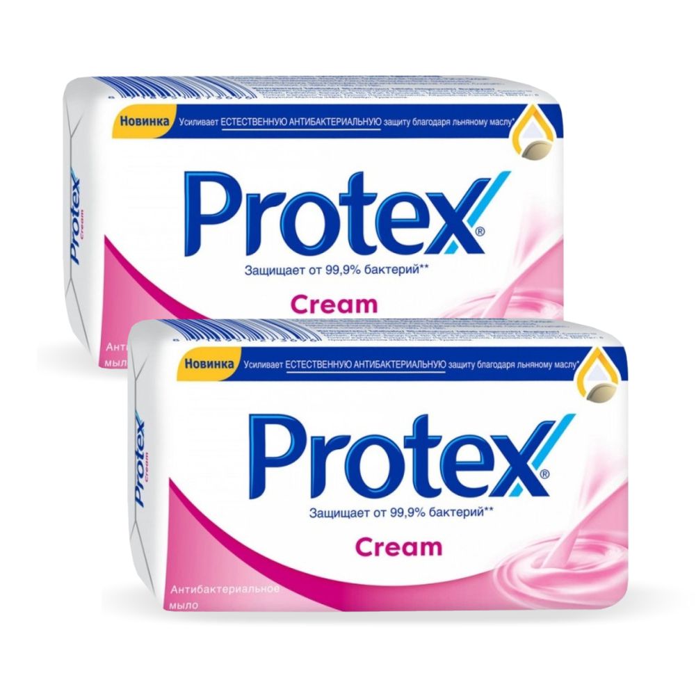 Комплект Антибактериальное туалетное мыло Protex Cream 90 г х 2 шт комплект антибактериальное жидкое мыло protex herbal 300 мл х 2 шт