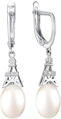 

Серьги из серебра с жемчугом/фианитом De Fleur 28085S1, 28085S1