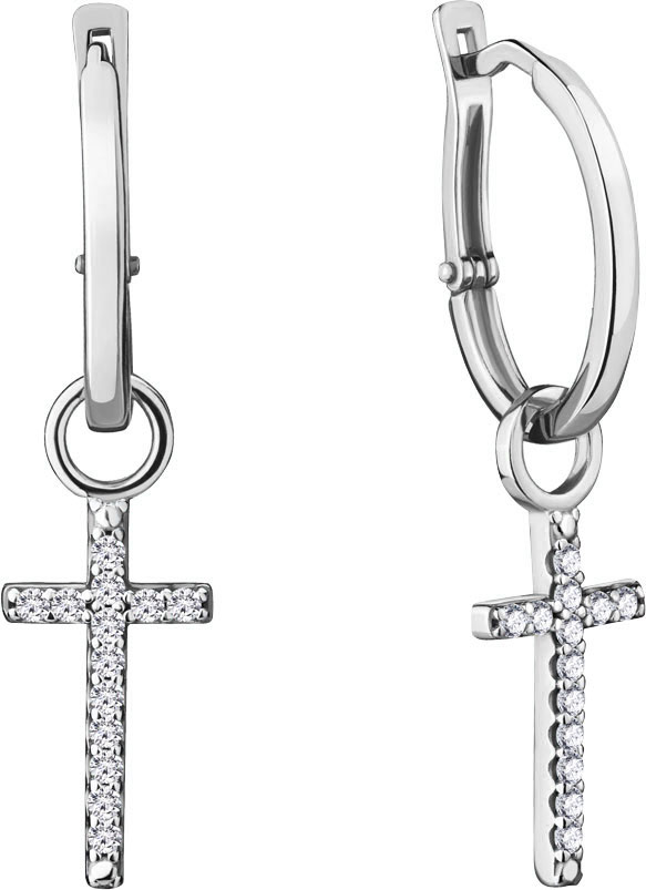 

Серьги женские Aquamarine 48139A-S-a из серебра, фианит, 48139A-S-a