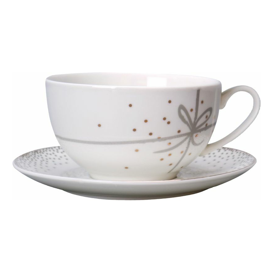 

Чайная пара Excellent Porcelain чашка 250 мл + блюдце 15 см, Белый;серый