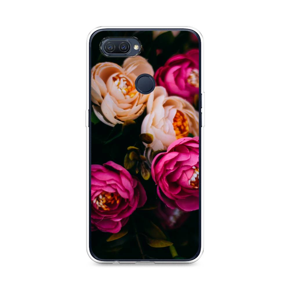 фото Силиконовый чехол "розовые пионы на черном" на oppo a12 awog
