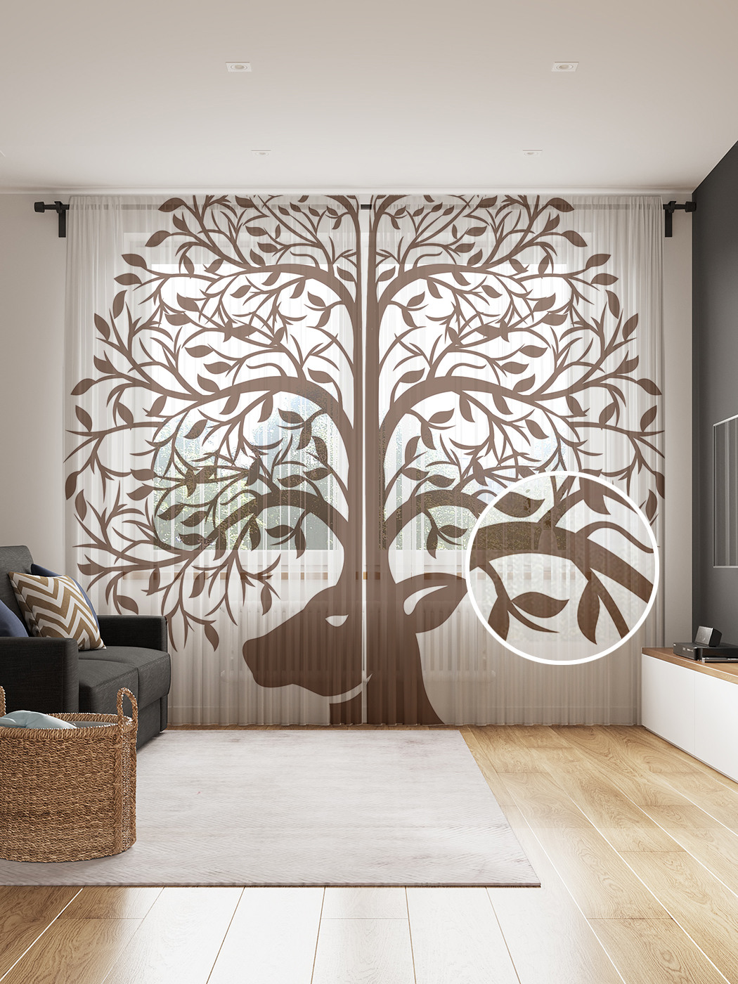 

Фототюль JoyArty "Дерево плодородия", 145x265см (2 полотна со шторной лентой + 50 крючков), Дерево плодородия