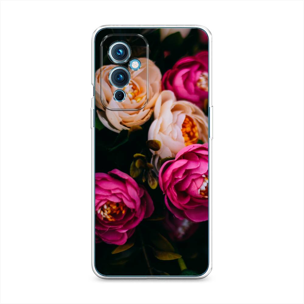 фото Силиконовый чехол "розовые пионы на черном" на oneplus 9 le2110 awog