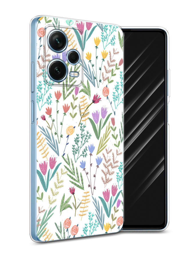 

Чехол Awog для Xiaomi Redmi Note 12 Pro Plus "Полевые цветы рисунок", Белый;зеленый, 317150-8