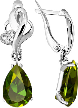 

Серьги из серебра с султанитом искусственным/фианитом Aquamarine 4433819A-S-a, 4433819A-S-a