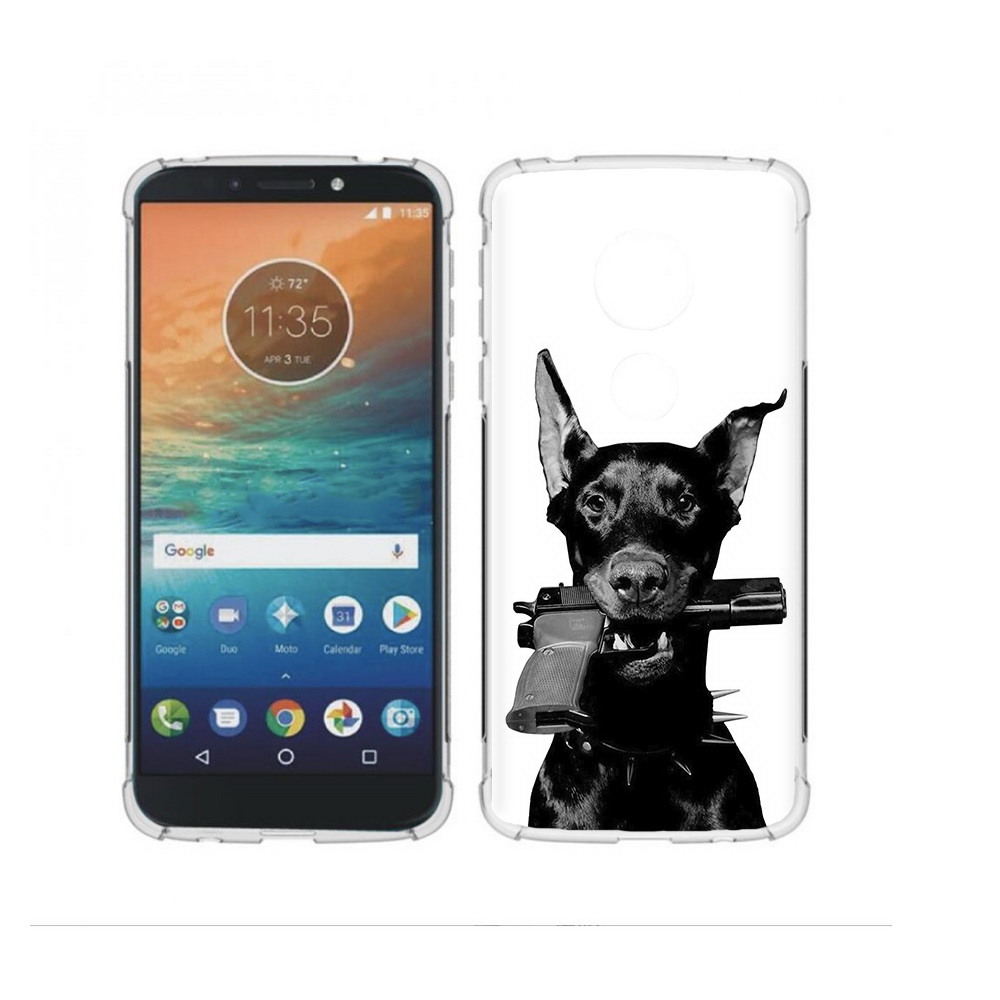 

Чехол MyPads Tocco для Motorola Moto G4 Play доберман с пистолетом (PT115793.374.331), Прозрачный, Tocco