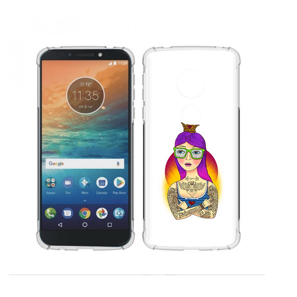 

Чехол MyPads Tocco для Motorola Moto G4 Play девушка в татуировках с короной, Прозрачный, Tocco