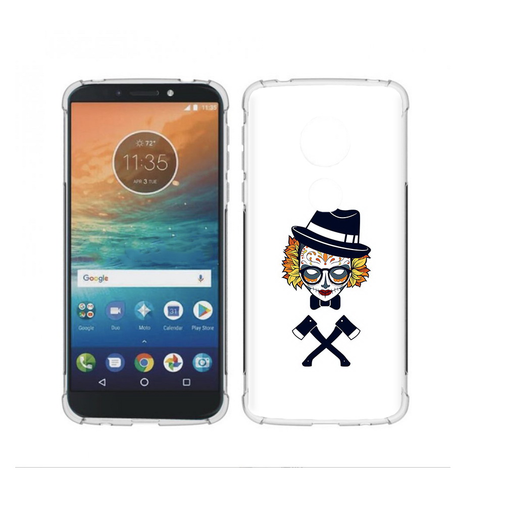 

Чехол MyPads Tocco для Motorola Moto G4 Play девушка в маске с топорами рисунок, Прозрачный, Tocco