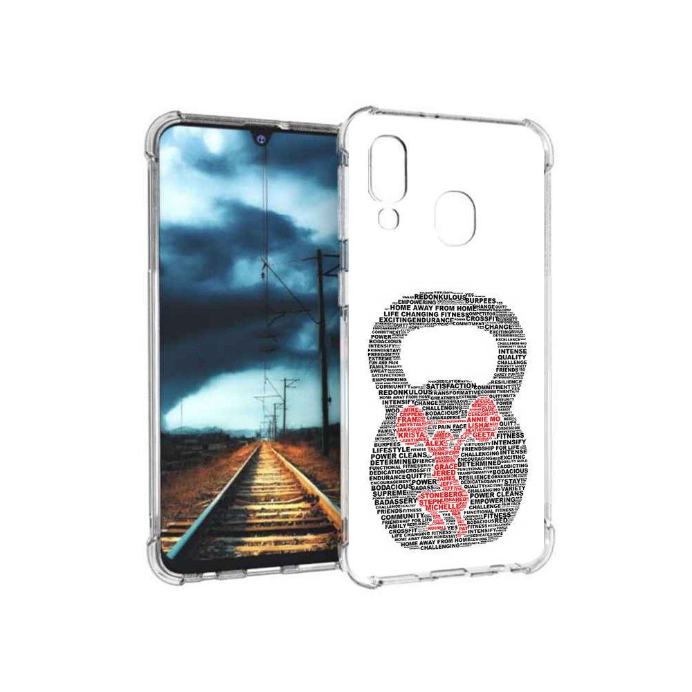 

Чехол MyPads Tocco для Samsung Galaxy A40 бодибилдинг гиря из слов (PT128655.504.232), Прозрачный, Tocco