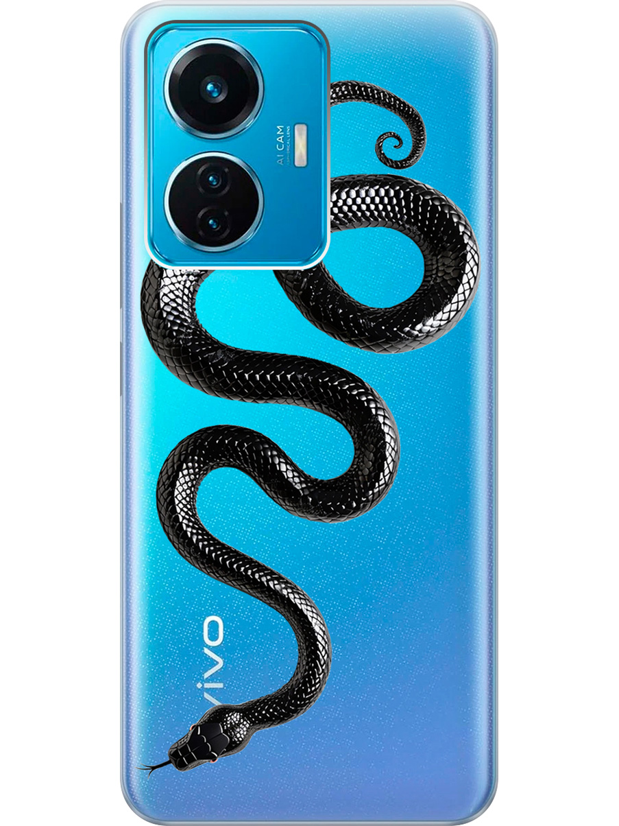 

Силиконовый чехол на Vivo T1 с принтом "Черная мамба", Прозрачный;черный, 743437813